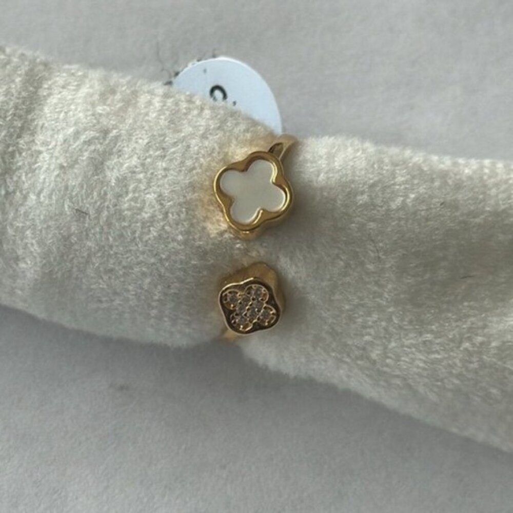 Rachel Zoe Sterling Silver 925 Gold Plated Double Clover Ring Sz. 6 - Picture 4 of 16